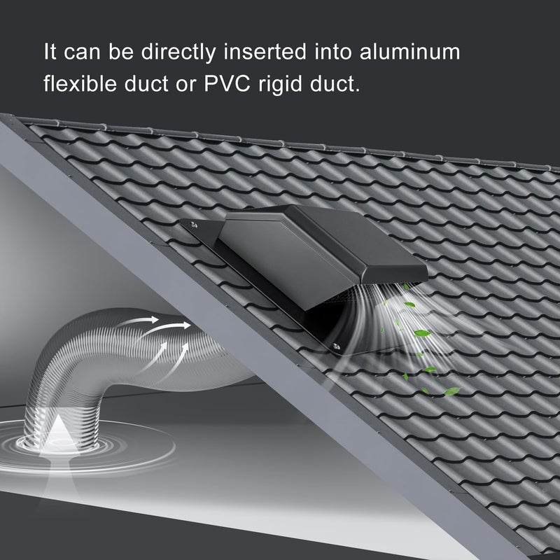 GROWNEER Roof Vent 4 Inch, Removable Roof Vent for Houses, Galvanized Steel Roof Exhaust Vent for Ventilation System-with Damper, Rainproof and Snowproof - Image 3
